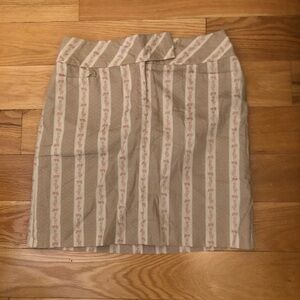 LOFT 2004 Beige and Pink Striped Pencil Skirt